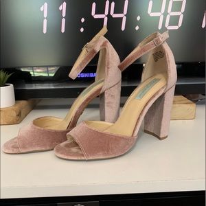 light pink suede heels